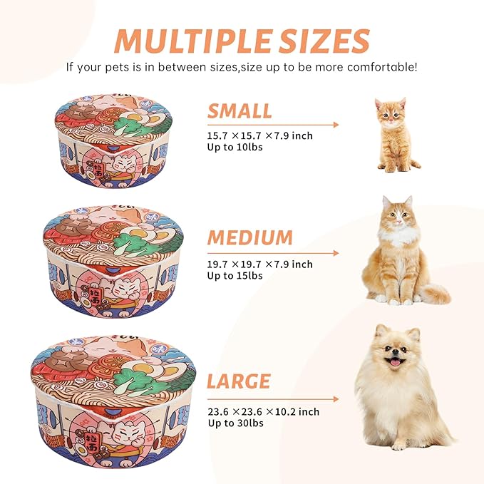 寵幸 Ramen Noodle Dog & Cat Bed,Keep Warm and Super Soft Creative Pet Nest for Indoor Cats,Removable Washable Cushion for Small Medium Large Dogs and Cats