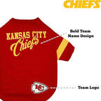 NFL Kansas City Chiefs T-Shirt for Dogs & Cats, Large. Football Dog Shirt for NFL Team Fans. New & Updated Fashionable Stripe Design, Durable & Cute Sports PET TEE Shirt Outfit