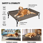 Veehoo Medium Elevated Dog Bed, Guardrail, Non-Slip, Chewproof, Washable & Breathable Teslin Mesh, Brown