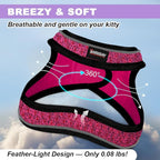Cat Harness and Leash Set,Escape Proof Kitten Harness,Step in Adjustable Soft Lightweight,Easy Control,Reflective Strips Comfortable for Walking Travel(Pink/Black,XXS)