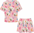 D-Story Custom Short Pajama Set with Pet Face Personalized Photo Sleepwear 2 Pieces Pjs Nightwear Xmas Gift for Women