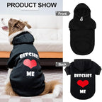 EXPAWLORER Dog Hoodies- Fall Soft and Warm Dog Sweatshirt with Leash Hole, Winter Autumn Fleece Pet Clothes with Love ME Print for Puppy,Cat, Small Medium Large Dogs