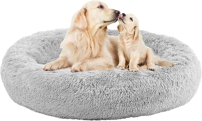 Nisrada Dog Bed for Medium Large Dogs, 36 inch Calming Dogs Bed, Washable-Round Cozy Soft Pet Bed for Puppy and Kitten with Slip-Resistant Bottom