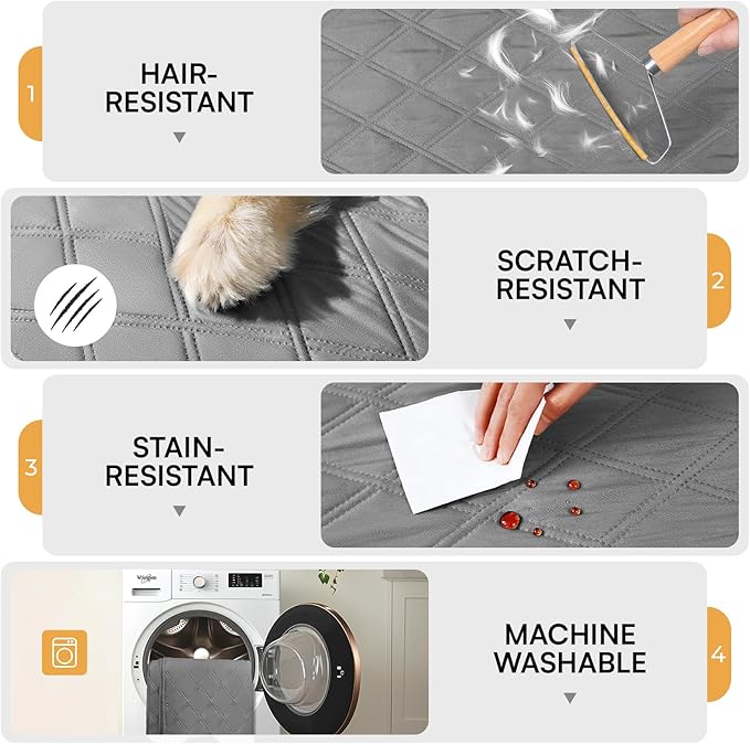 Luciphia 100% Waterproof Couch Cover Blanket for Dogs Anti-Slip Pet Couch Protector Sofa Mat Puppy Cat with Non-Slip Bottom, Light Grey, 68x82 Inch