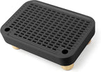 Cat Litter Box Step Ramp, Cat Litter Catcher Mat with Wooden Feet, Filter Function, Pedal Stool for Self-Cleaning Litter Box, Ideal for Kitten & Elderly Cats (Black)