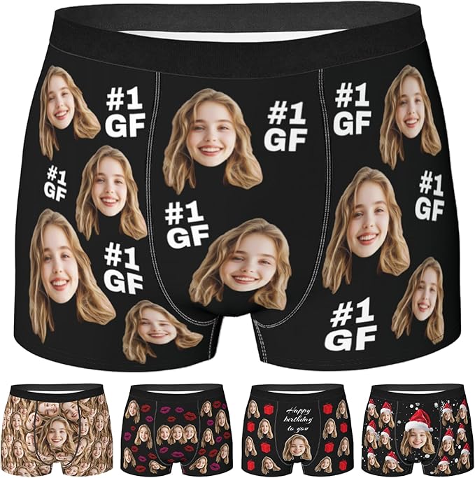 Personalized Underwear for Men with Face Custom Face Boxers Customized Boxer Briefs Funny Gifts for Him Husband Boyfriend