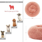 Calming Donut Dogs Beds for Small Dogs Washable,19inch Fluffy Round Puppy Bed for Puppies,Cats & Toy Breeds with Raised Rim,Fits up to 15 lbs Pets,Pink