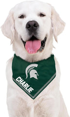 NCAA Michigan State Spartans Personalized Tie Bandana for Dogs & Cats, Size Large/X-Large. Custom Cat Dog Bandana Bib for Pets. Ultimate Game-Day & Party Customizable Scarf