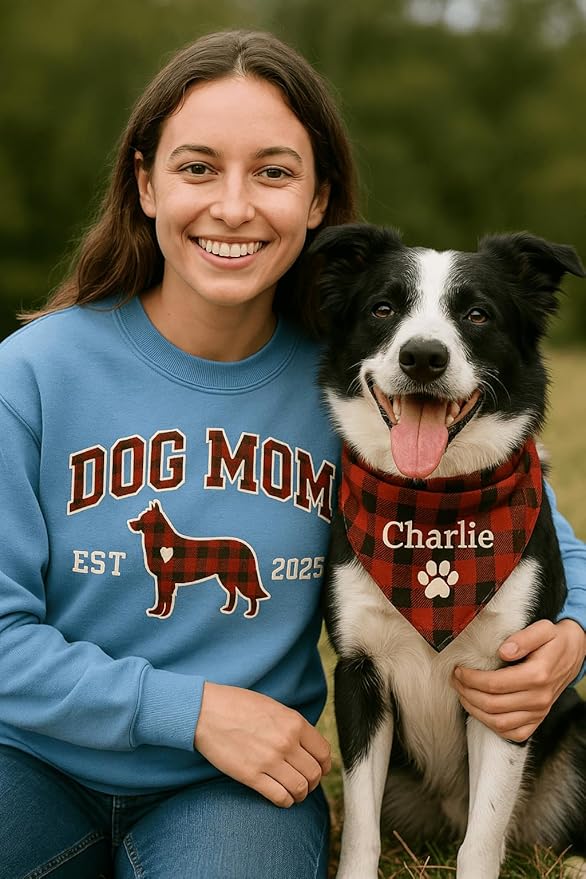 NAZENTI Personalized Dog Mom Sweatshirt, Cat Lovers Gift, Matching Dog and Owner Sweater, Gift Christmas Memorial Birthday