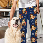 Artsadd Personalized Christmas Pajama Pants Socks for Men Custom Photo Pajama Bottoms for Men S-XXL