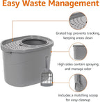 Amazon Basics Large Cat Litter Box with High Sides, Top Entry, Odor Control, Includes Scoop, 20.5 x 14.75 x 14.38 inches, Grey