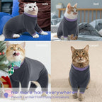 QBLEEV Cat Clothes, Soft Cat Sweaters for Cats Only, Kitten Surgery Recovery Suit Onesie Pajamas, Four Legs Cats Shirts Apparel Clothing for Hair Loss Prevention, Purple, M
