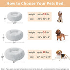 WNPETHOME Calming Dog Bed Cat Bed Donut, Faux Fur Pet Bed Self-Warming Donut Cuddler, Comfortable Round Plush Dog Beds(20 x 20 x 8 Inch, Light Grey)