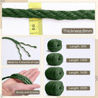 Sisal Rope for Cat Scratcher 1/4" 166 Ft Cat Tree Rope Twine for Repairing Cat Scratching Post Replacement DIY Hemp Rope for Carpet Mat, Pet Toy, and Crafts Gardening Home Decorating (Green)