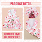 Dog Dress Bowknot Harness Leash Set for Small Girl Dogs Pink Floral Dog Cat Clothes Cute Puppy Outfits Pet Clothes Spring Summer Breathable Dresses(Large)