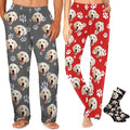 MyPupSocks Custom Pajama Pants for Pet Lover, Personalized Photo Face Printed Pajama Bottoms Sleepwear with Pockets