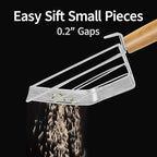 UFECODO Fast Sifting Cat Litter Scoop with Holder Stand, 2 Widths of Slots Stainless Steel Poop Scooper with Ergonomic Wood Handle, Heavy Duty and Easy Clean