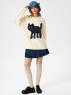CIDER Women’s Cat Sweater Long Sleeve Crew Neck Fun Graphic Cute Patterned Chunky Pullover Sweater Tops
