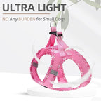 PUPTECK Dog Harness and Leash Set for Small Medium Dogs No Pull Step-in Soft Mesh Puppy Cat Vest Harnesses Reflective at Night, Pink M