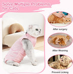 Coppthinktu Cat Recovery Suit Cat Onesie for Cats After Surgery, Breathable Cats Surgery Recovery Suit Female for Abdominal Wounds, Kitten Surgical Suit E-Collar Alternative After Spay Anti Licking