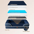EHEYCIGA Orthopedic Dog Beds for Extra Large Dogs, Waterproof Memory Foam XL Dog Bed with Sides, Non-Slip Bottom and Egg-Crate Foam Big Pet Couch Bed with Washable Removable Cover, Navy