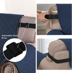 H.VERSAILTEX Reversible Chair Cover for Dogs Pet Water Repellent Sofa Cover Chair Slipcover 2" Thick Strap Slip-Resistant Chair Protector Soft Quilted Seat Width Up to 21"(Armchair, Navy/Beige)