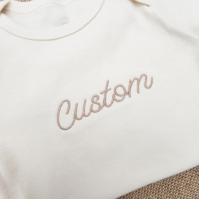 COUPLEHOODIES Personalized Baby Onesie Bodysuit – Custom Embroidery Gift for Pregnancy Reveal Baby Shower or First Grandchild
