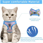 Cat Vest Harness and Leash Set for Walking Escape Proof, Adjustable Kitten Harness Breathable Mesh with Reflective Strips Harness for Kitty Puppy Bunny (Pink and Blue,S)