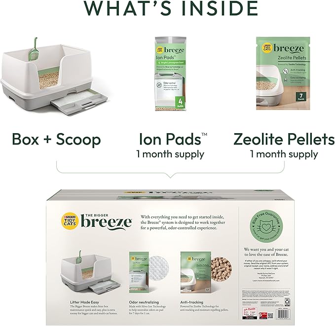 Purina Tidy Cats Litter System, Non-Clumping, Breeze XL All-in-One Odor Control & Easy Clean Multi Cat Box - 18 lb. Box