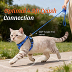 Dooradar Cat Harness and Leash Set, Escape Proof Safe Adjustable Kitten Vest Harnesses for Walking, Easy Control Soft Breathable Mesh Jacket with Reflective Strips for Cats, Blue, M
