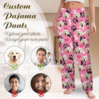 Custom Couple Pajama Pants Sock with Funny Face, Personalized PJ Anniversary Birthday Women Men Pants