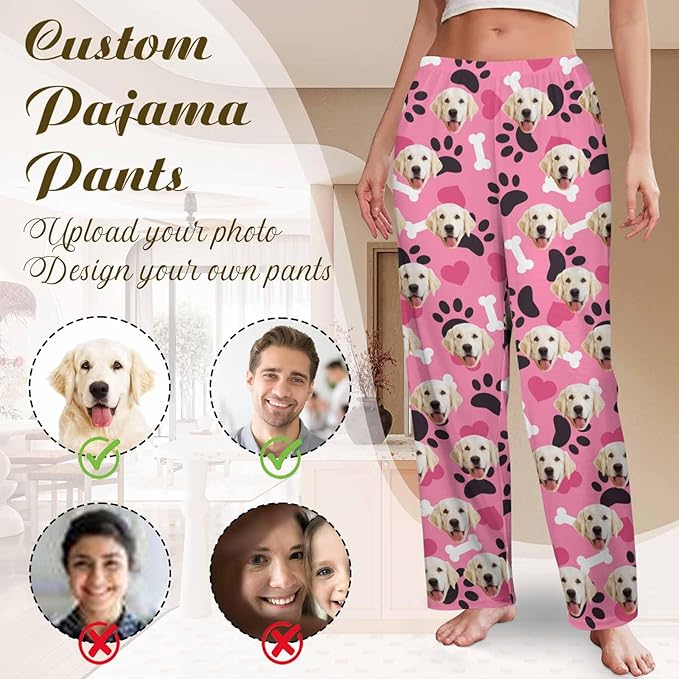 Custom Couple Pajama Pants Sock with Funny Face, Personalized PJ Anniversary Birthday Women Men Pants