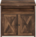 Furinno Peli Farmhouse Cat Litter Cabinet Storage with 2 Doors, Rustic Brown