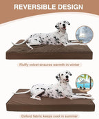 KSIIA Orthopedic Dog Bed Crate Waterproof Pet Mats for Large Dogs Deluxe Plush Washable Pet Bed with Egg Crate Foam & Removable Cover, 35 x 22 Inch, Brown