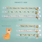 Faygarsle 3 Pack Cotton Safe Breakaway Cat Collars with Bell Daisy Charm Green Orange Pink Kitty Kitten Cute Cat Collars for Girl Cats Female Cats