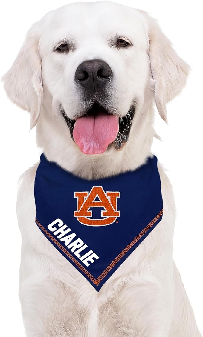 NCAA Auburn Tigers Personalized Tie Bandana for Dogs & Cats, Size Small/Medium. Custom Dog Bandana Scarf Bib for Pet Cat Dog. The Ultimate Game-Day & Party Customizable Bandana