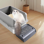 Bartuke Cat Litter Box Step, Cat Litter Ramp Mat with Filter Function for Self-Cleaning Litter Box, Easy to Clean, Cats Pedal Step Stool Ideal for Kitten & Elderly Cats (Dark Grey)