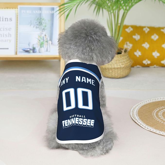 Tennessee Custom Pet Jersey Dog Clothes Jersey Various Sizes Customized Any Name & Number for Small & Middle and Big Dogs