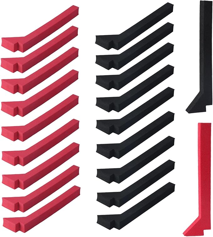 20 Packs Foams Compatible with Els Pet Litter Box, Precise Cut Seal Cat Litter Self Cleaning Replacement Part to Prevent Litter Spillage, Red & Black