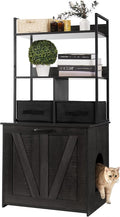 Dwanton Litter Box Enclosure with 2 Storage Shelves and 2 Drawers, 2-in-1 Hidden Cat Litter Box Enclosure Furniture with Shelf, Reversible Entrance, Washable Drawers, 50-Inch, Dark Grey