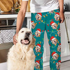 Artsadd Personalized Christmas Pajama Pants Socks for Men Custom Photo Pajama Bottoms for Men S-XXL