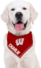 NCAA Wisconsin Badgers Personalized Tie Bandana for Dogs & Cats, Size Large/X-Large. Custom Dog Bandana Scarf Bib for Pet Cat Dog. The Ultimate Game-Day & Party Customizable Bandana