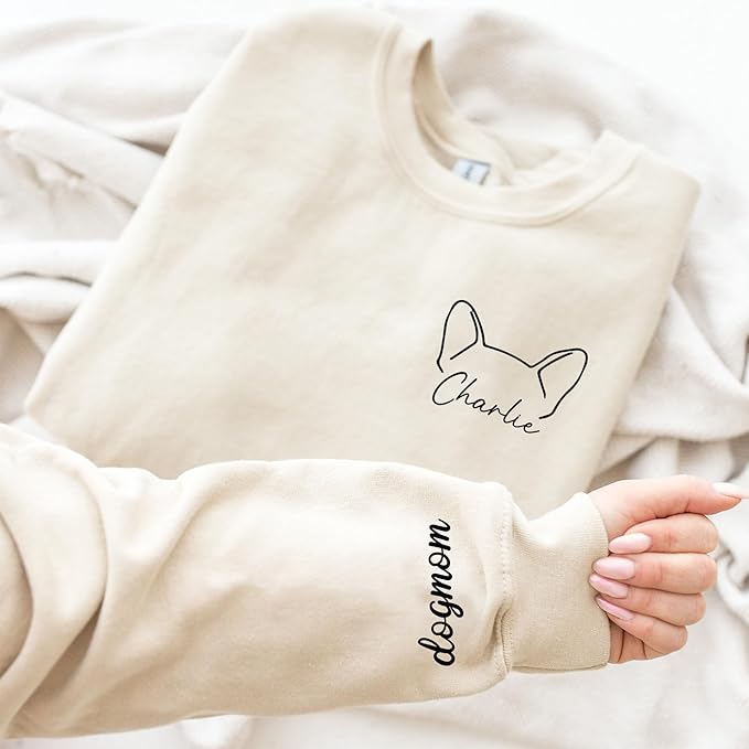 Personalized Dog Mom Sweatshirt, Custom Pet Name Sweater for Women, Dog Lover Gift, Cute Pet Apparel
