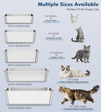 Stainless Steel Litter Box, Large Metal Cat Litter Box with High Sided for Big and Small Cats, Non-Stick, Easy to Clean, Odor-Free, 23.4" L×15.6" W×7.8" H, Leaf Green