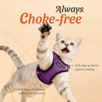Dooradar Cat Harness and Leash Set, Escape Proof Safe Adjustable Kitten Vest Harnesses for Walking, Easy Control Soft Breathable Mesh Jacket with Reflective Strips for Cats, Purple, M