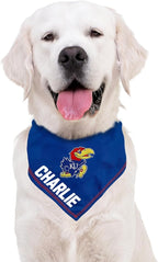 Pets First NCAA Kansas Jayhawks Personalized Tie Around Bandana for Dogs & Cats, Size Large/X-Large. Custom Dog Bandana Scarf Bib for Pet Cat Dog. The Ultimate Game-Day & Party Customizable Bandana