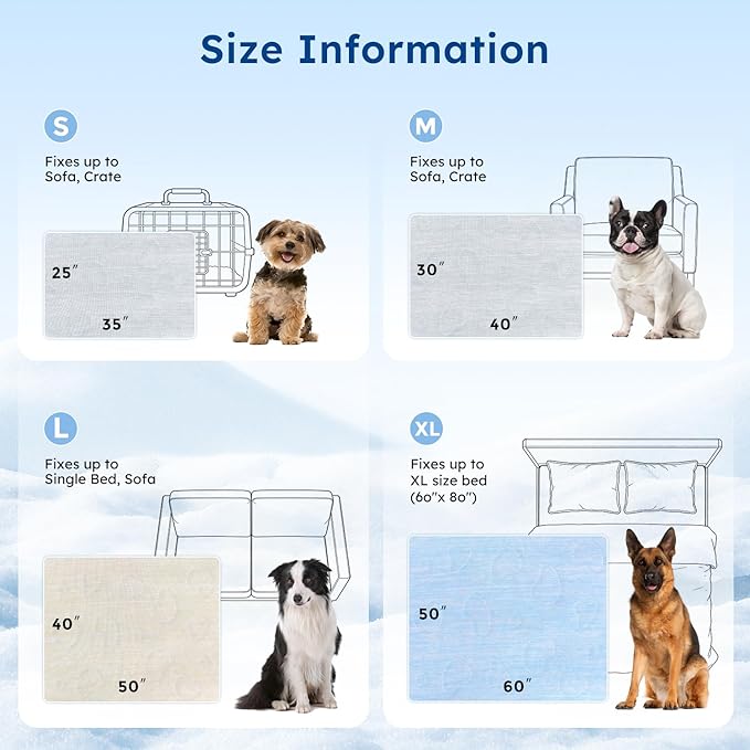 Cooling Blanket for Large Dogs - High Q-MAX 0.4+ Cold Washable Pet Blanket, Travel Soft Dog Summer Essentials, Grey, 40"x50"