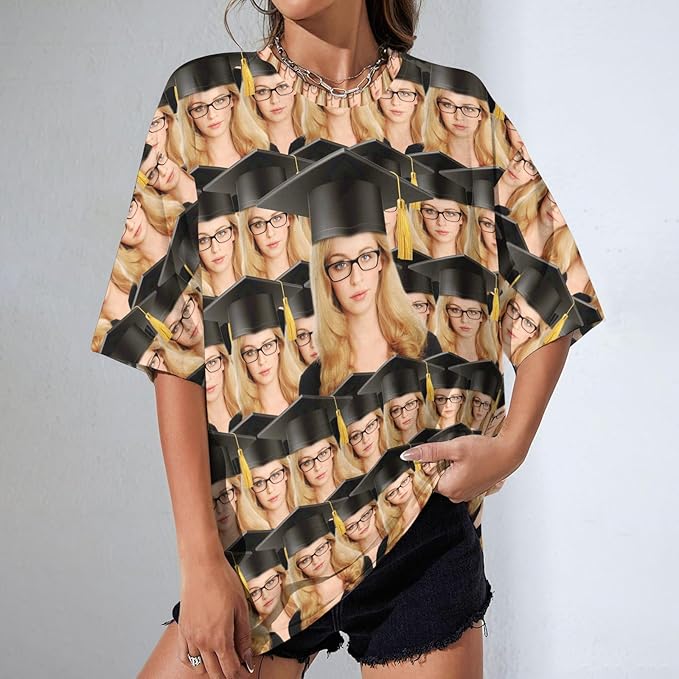 M YESCUSTOM Custom Funny Tshirts for Men Women Personalized Face Tshirt with Picture Customized Tee Gift for Dad Mom Husband