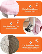 SYANDLVY Small Cat Tree for Indoor Cats Large Adult, 27" Activity Tower with Scratching Posts, Modern House with Padded Perch, Kittens Condo, Cat Cave, Pink
