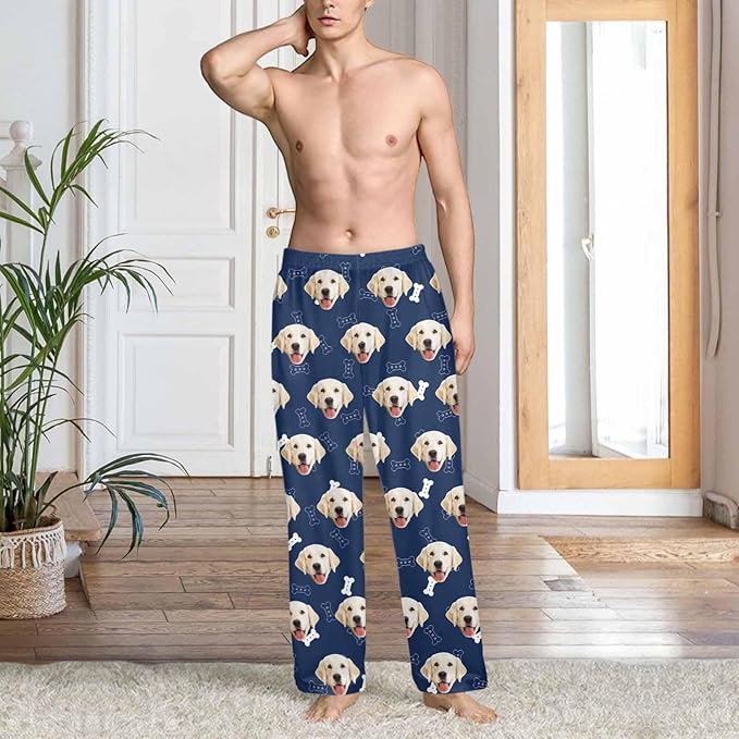 Custom Couple Pajama Pants Sock with Funny Face, Personalized PJ Anniversary Birthday Women Men Pants